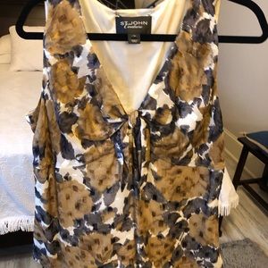 St. John Couture blouse in tan and gray